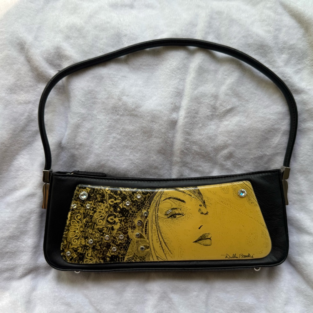 Elegant Black and Yellow Artistic Clutch